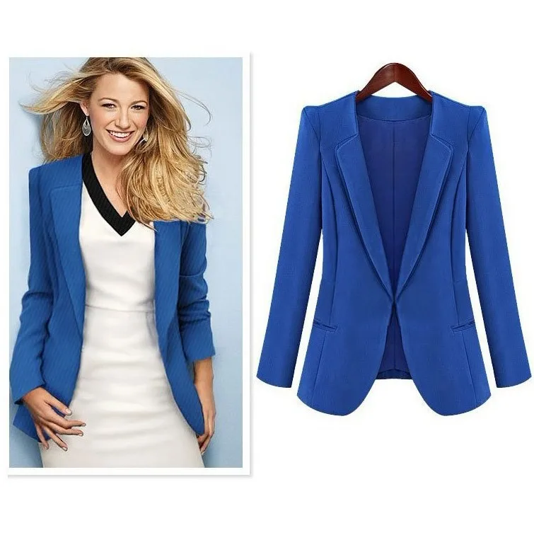 2019 Women's Autumn And Winter New Product Commuting Slim Fit Black Blue Small Suit Coat For Women