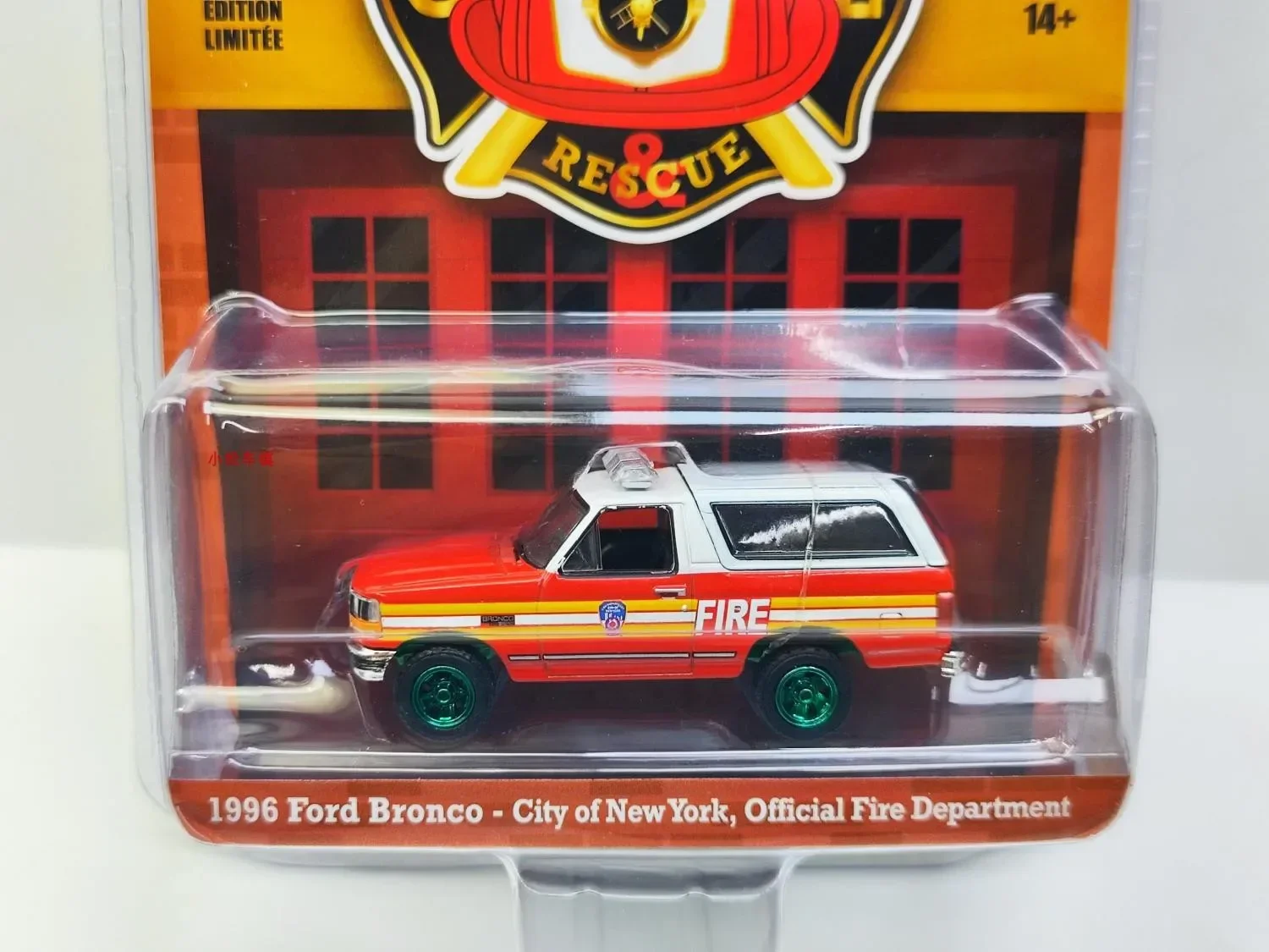 

Green Light 1:64 1996, Ford Bronco Ford Mustang FDNY Fire Department Green Edition, модель автомобиля, коллекция игрушек, подарки