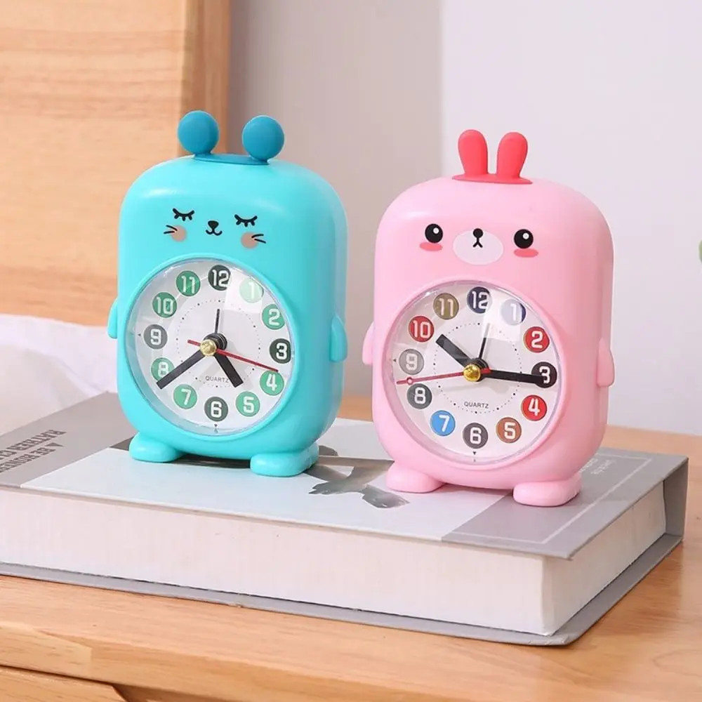 Multi-function Animal Pattern Desktop Mute Clock Funny Cute Student Alarm Clock Cartoon Small Desk Clock Desktop