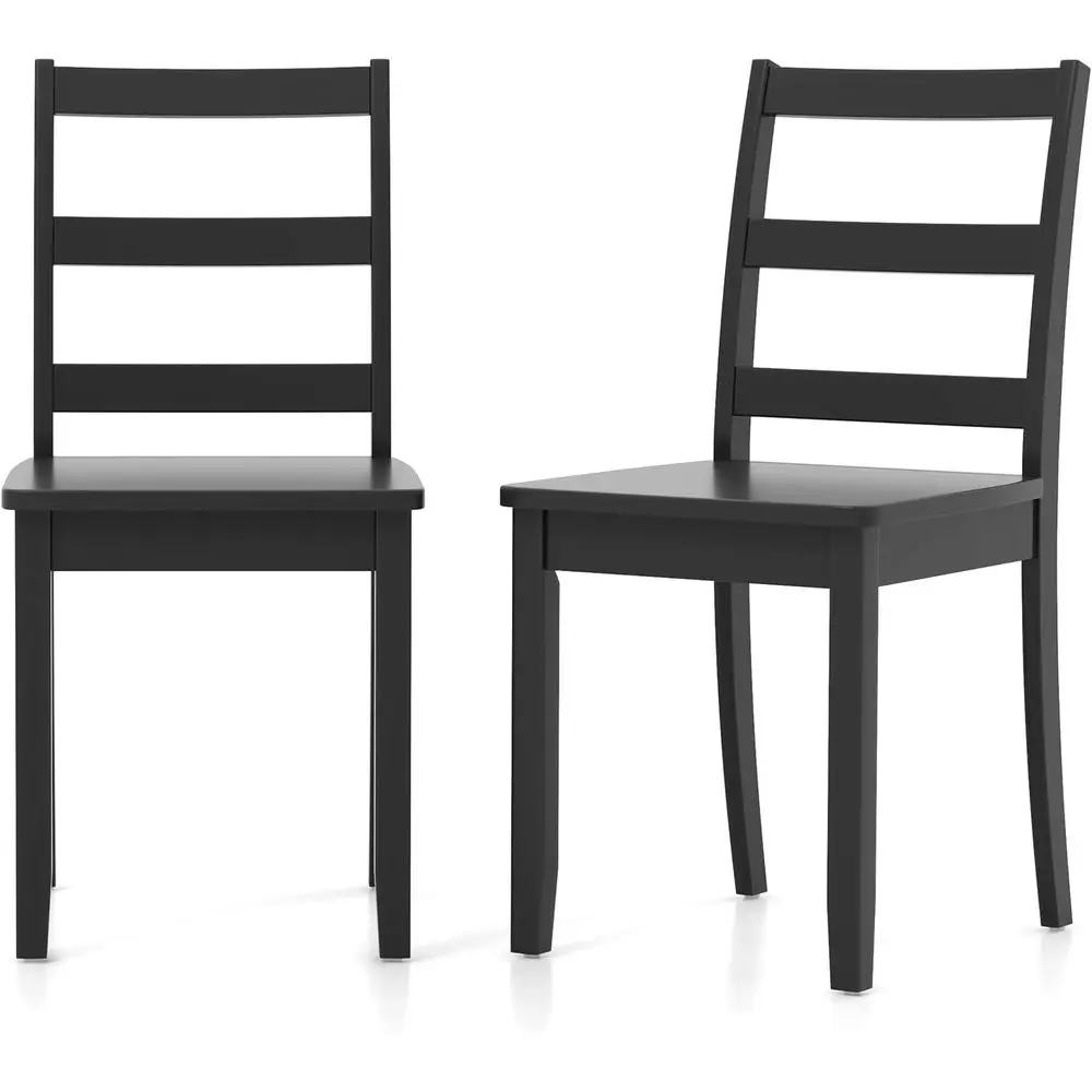 

2-Pack Ladder Back Dining Chairs with Rubberwood Legs and Non-Slip Pads, Ideal for Home, Dining Rooms, and Restaurants, Black