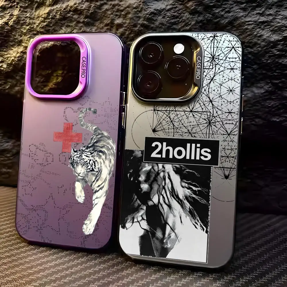 Cool 2Hollis Phone Case For iPhone 17 16 15 14 13 12 11 Pro Max Air Colorful Matte Laser Aurora Shockproof