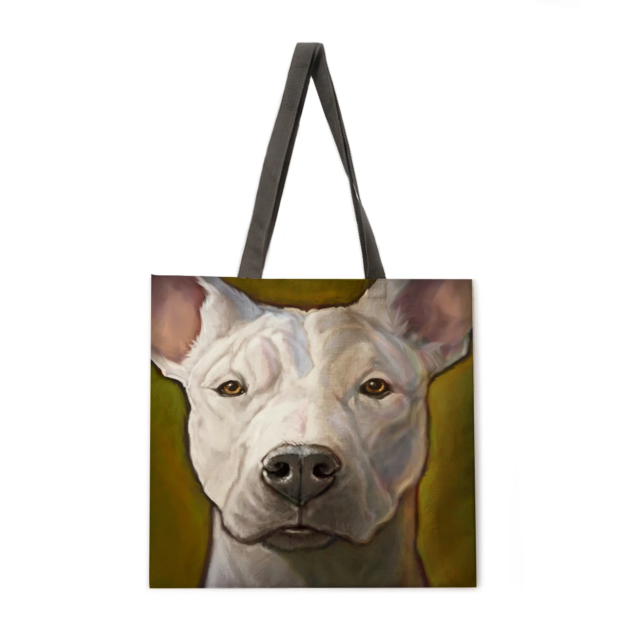 Borsa in lino per cani con pittura a olio, borsa a tracolla leggera, borsa per la spesa ecologica di grande capacità