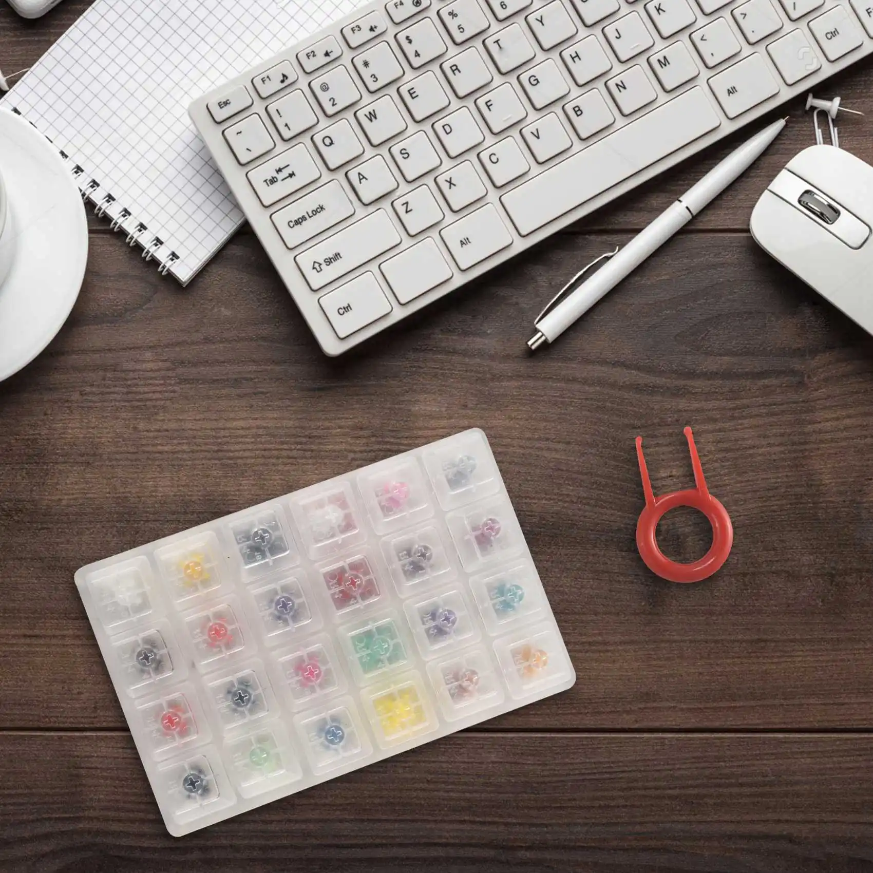 A17G 24 Switch Switches Tester with Acrylic Base Blank Keycaps for Mechanical Keyboard Kailh Box