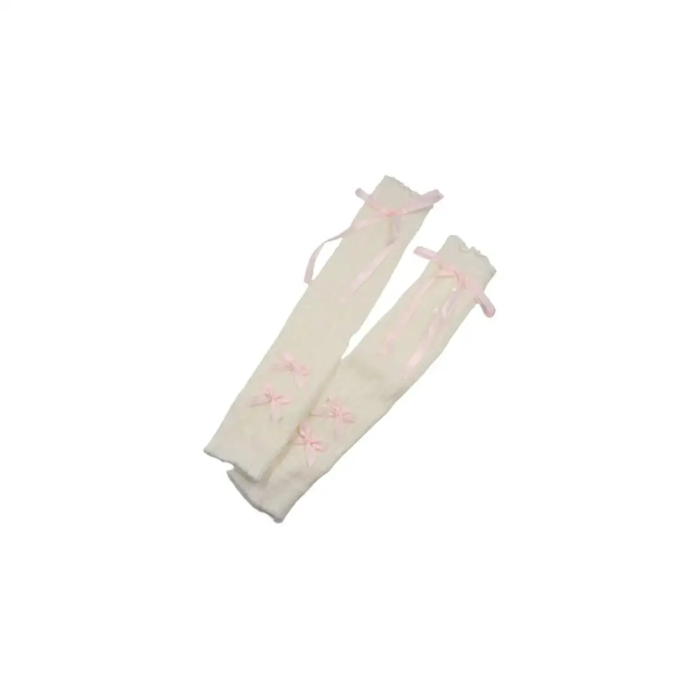 弾性ニット弓アームスリーブバレエスタイル暖かいハーフフィンガーロンググローブ韓国スタイル Y2K アームウォーマー衣類アクセサリー