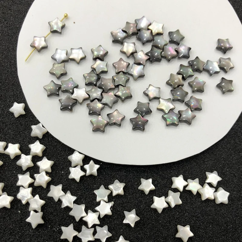 10 PCS 6mm 8mm Through Hole Black Whtie Star Shell Connector Charms Mother of Pearl Pendants for Jewelry Making