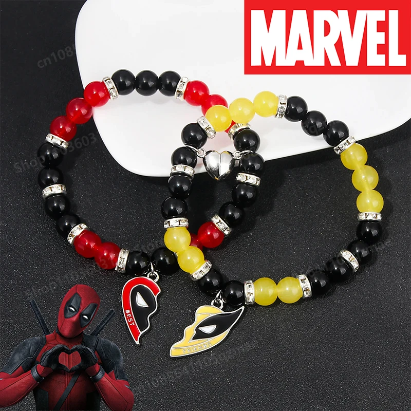

Super-Heros Movie Couple Bracelet Necklace Keychain Cool Anime Peripherals Split Heart Matching Pendant Jewelry Children Gifts