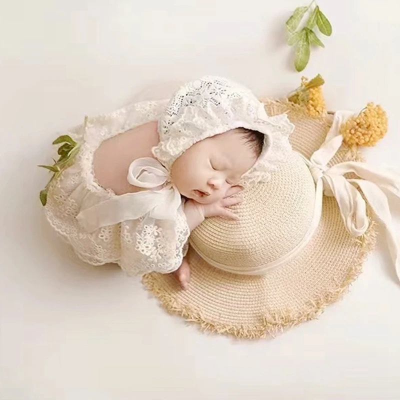 Baby Girl Lace Romper Newborn Photography Props Lace Newborn Girls Clothes Baby Photoshoot Outfit Infant Photography Accessories