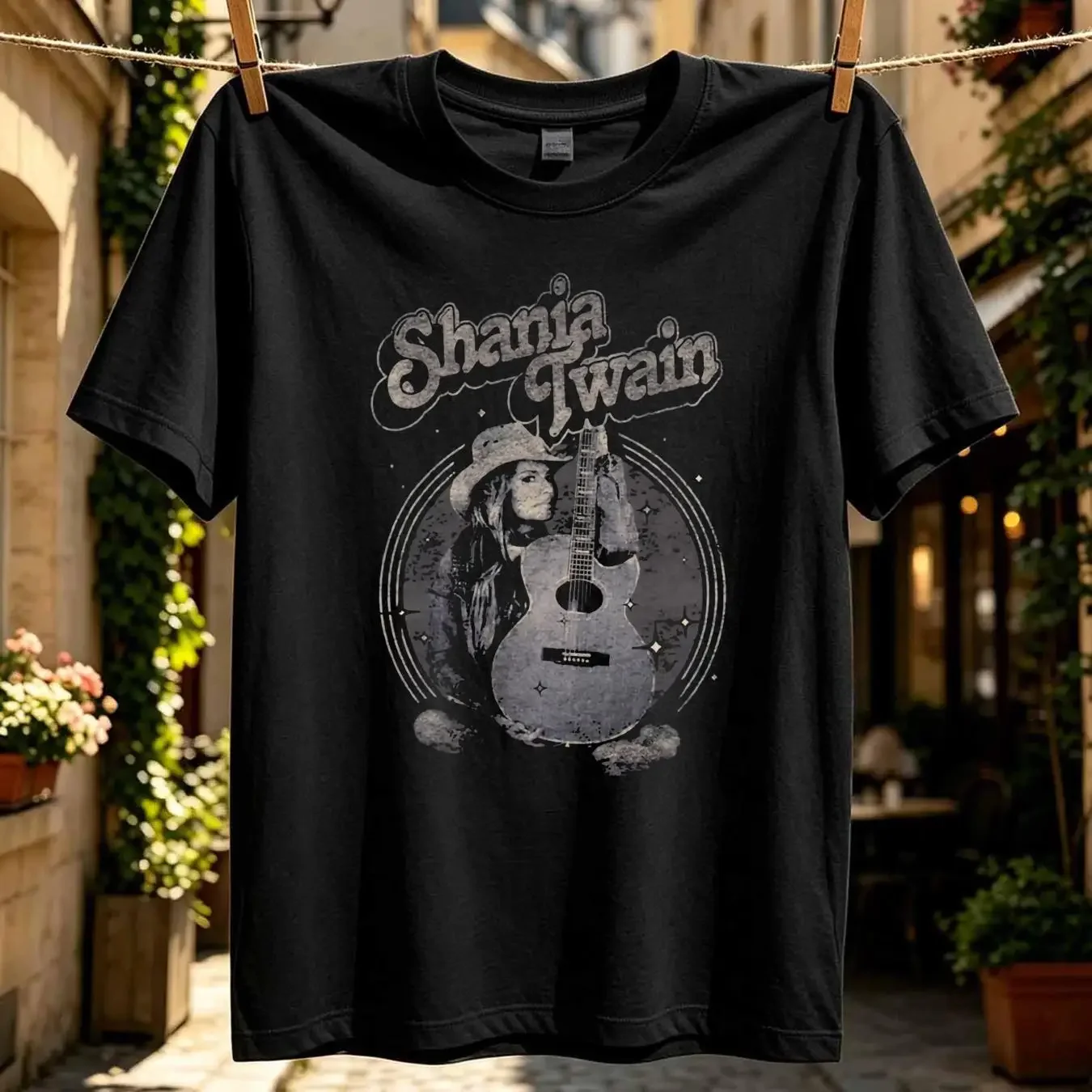 washed T Shirt black Shania Twain best father day anniversary unisex vintage Washed homme Breathable graphic Slightly Versatile