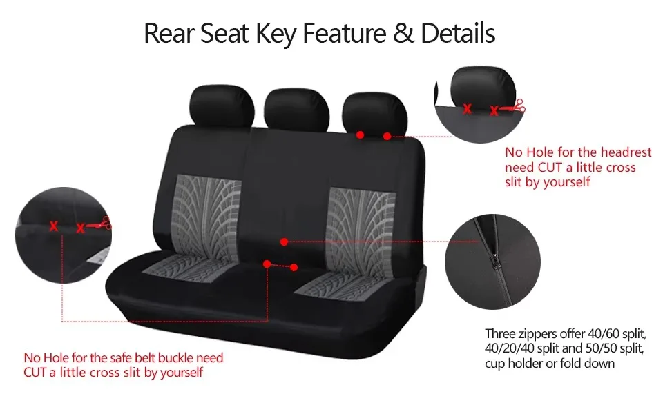 Modische Bestickte Autositzbezüge Set Universell Passend für die Meisten Autos mit Reifenprofil-Detail Styling Autositzschutz Geschenke – Detail 4