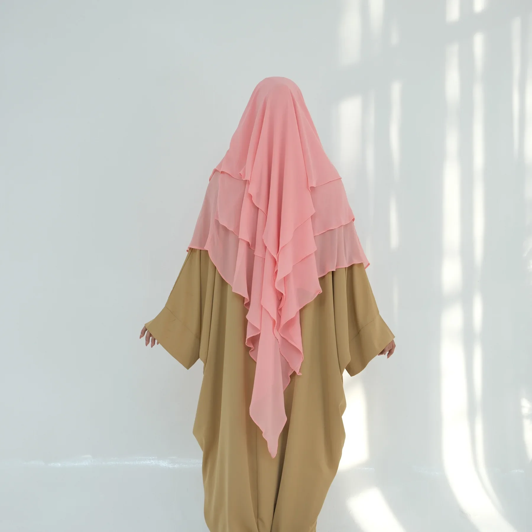 

Ramadan 3 Layers Chifffon Niqab Khimar Abaya Damen Islam Muslim Modal Hijab Abayas for Women Kebaya Hijabs Femme MusulmaneHJ927