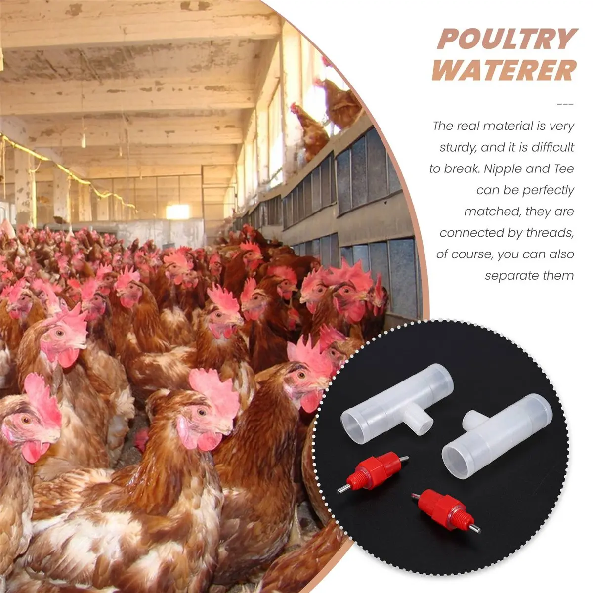 【Great Sell】 Chicken Nipples Tee Fittings - Fully Automatic Poultry Waterers Kit Chicken Water Drinker 10 Pack