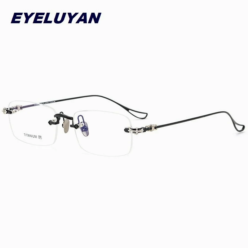 

Eyeluyan Rimless Glasses Men and Women Pure Titanium Square Eyeglasses Optical Frame Frameless Spectacle High quality