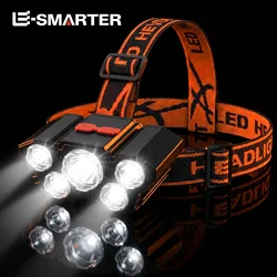 5 LED Flashlight Rechargeable with Built in Lithium Battery Strong Head Light Camping Adventure Fishing Cycling Headlamp