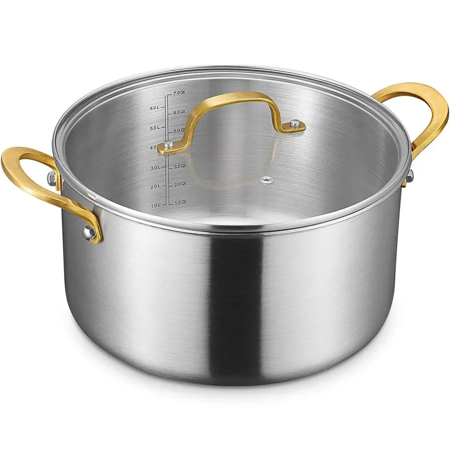 

12 QT 3Ply Stainless Steel Stock Pot with Lid, Large Soup Pot, Exceptional Heat Distribution, Induction Stockpot for All Stoves,