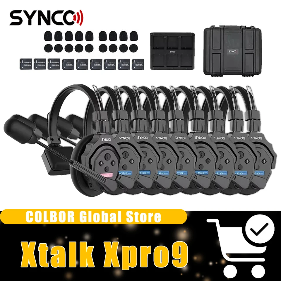 

SYNCO Xtalk Xpro9, беспроводная гарнитура, система внутренней связи, коммуникационная гарнитура для 9-пользователей, съемка ТВ, кино, командная работа