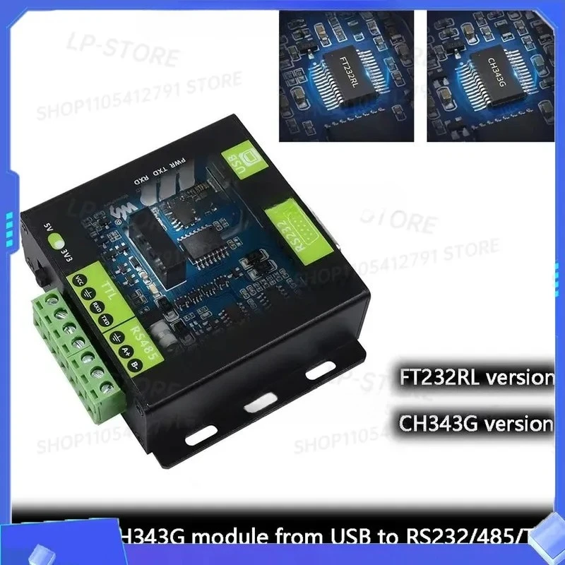 for FT232RL USB to RS232 RS485 TTL Serial Adapter Module Isolated Level Converter for CH343G Communication Board