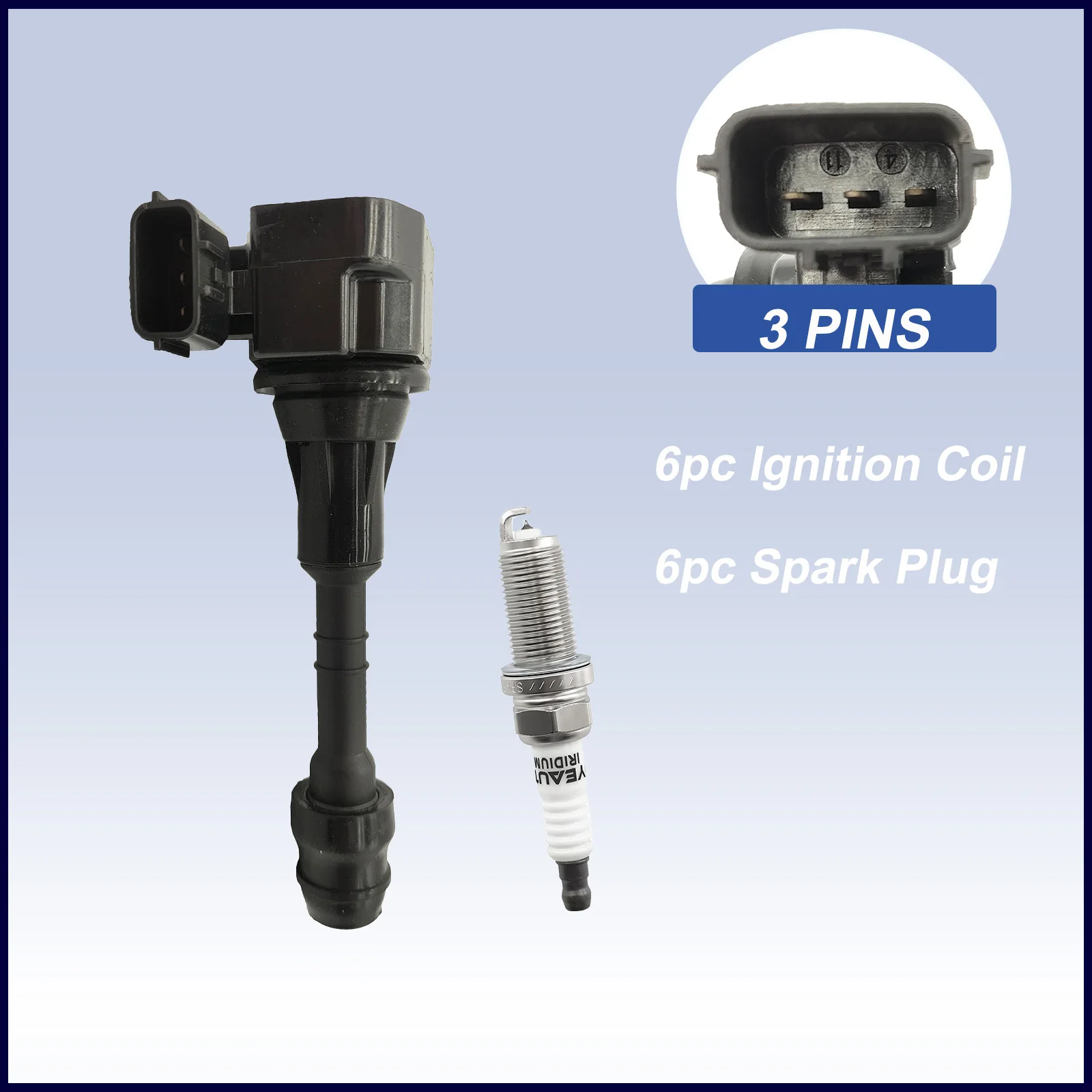

6pcs Ignition Coil & 6pcs Iridium Spark Plug Kit For 2003-2008 Nissan Murano 7701053105