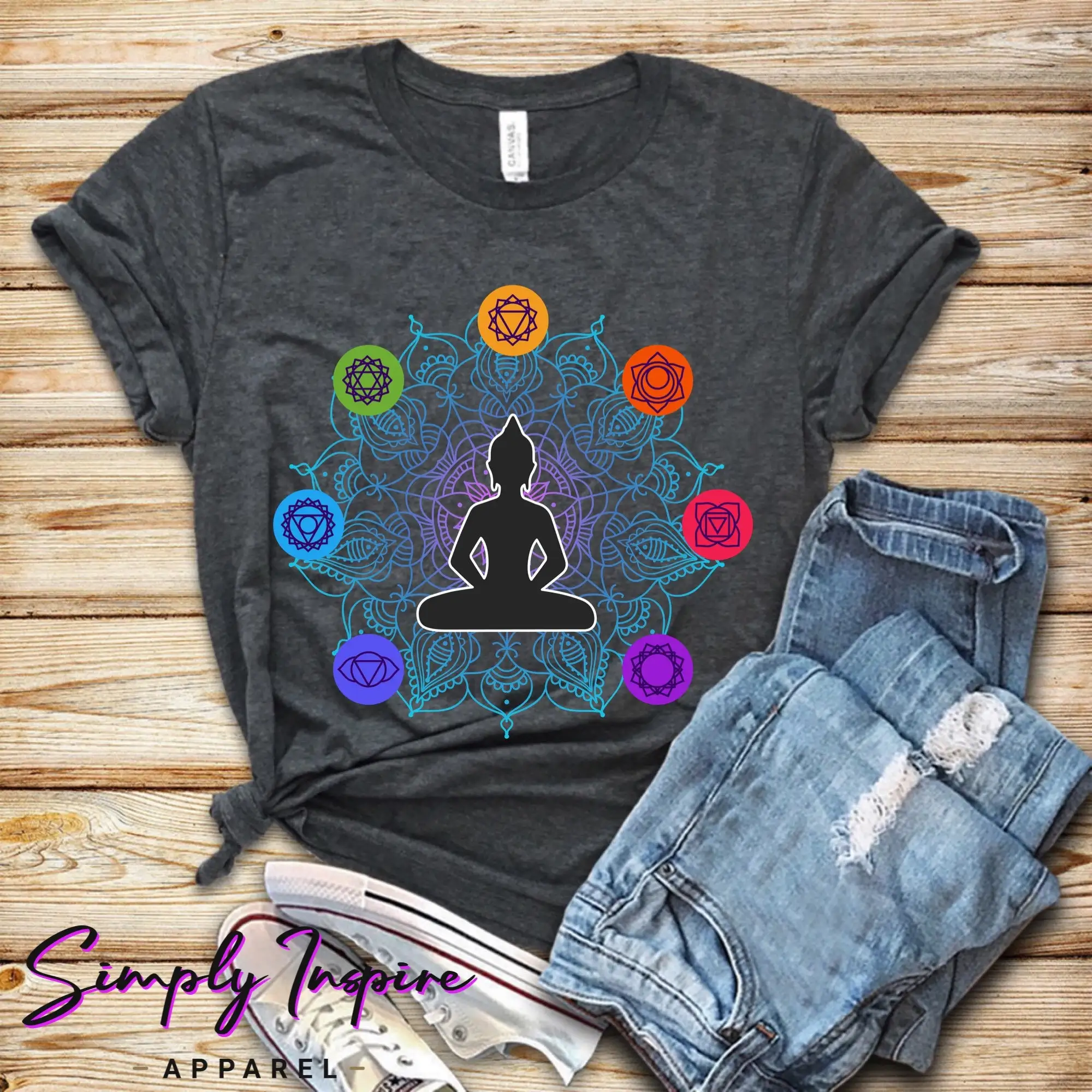 Chakra T Shirt Flower Of Life For Yoga Instructors Spiritual Balancing Sweat S