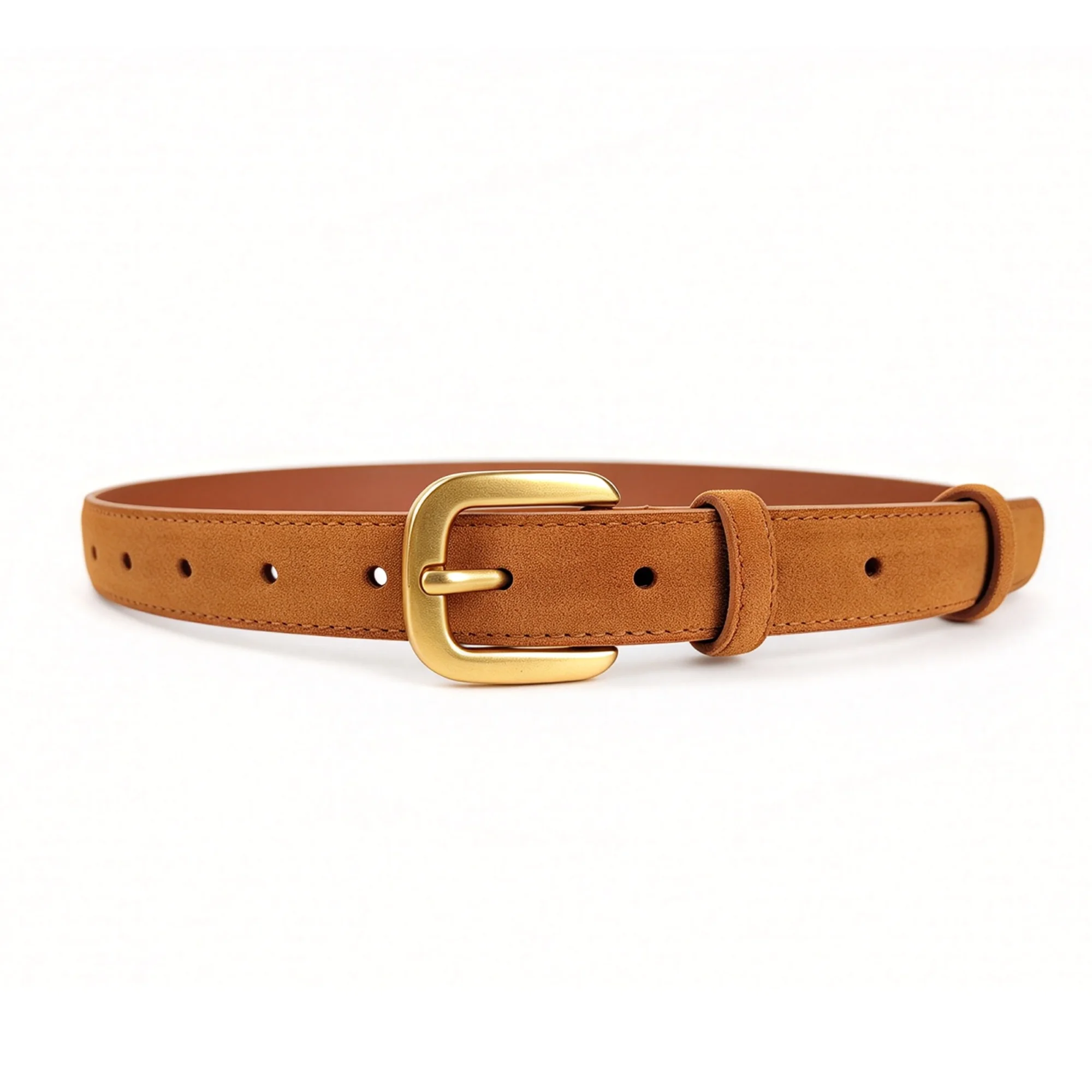 Vintage Waistband for Women, Rounded Square Gold Buckle, Split Suede Cowhide, Solid & Leopard Print, Adjustable Belt for Jeans