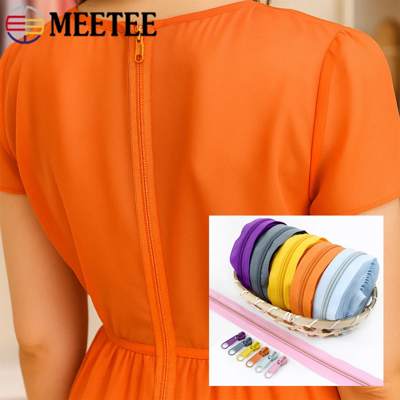 

10M 3#5# Color Nylon Zippers+Slider Bags Luggage Replace Zips Clothes Sofa Cover Zipper Closure Repair Kits Sewing Accessories