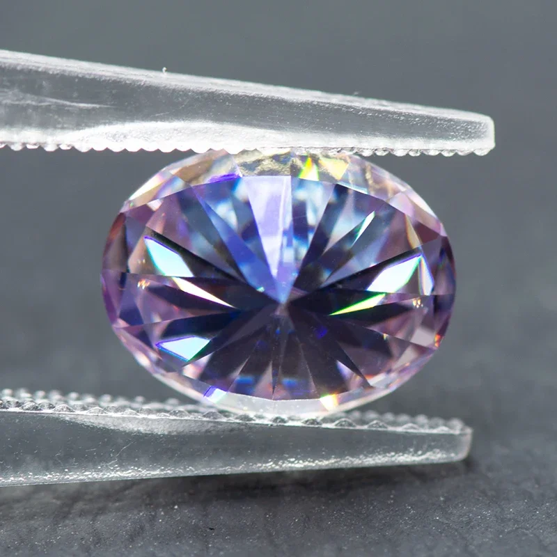 Moissanite Stone Oval Cut Light Purple Colour Lab Created Synthetic Gemstone Passed Diamond Tester Comes with GRA Certificate