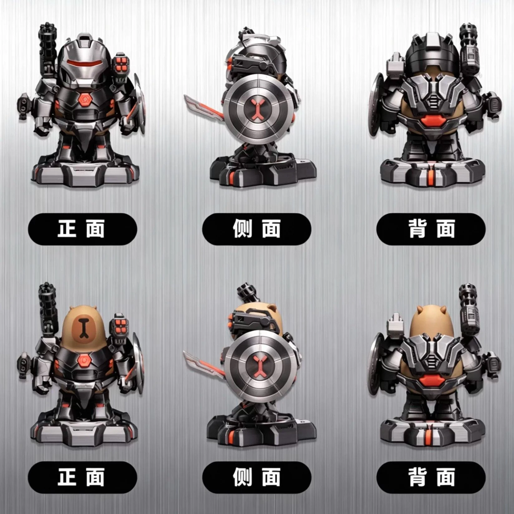 Original Iron Pig Warrior Black Armor Capybara Series 3D Printing Magnetic Attachment Anime Peripheral Ornament Toys Boys Gifts view 3