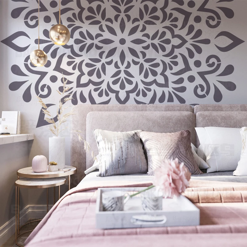 120cm - 200cm Wall Stencil For Painting Decorative Template To Paint Decors Plaster Huge Giant Mandala Round Flower Lotus S249