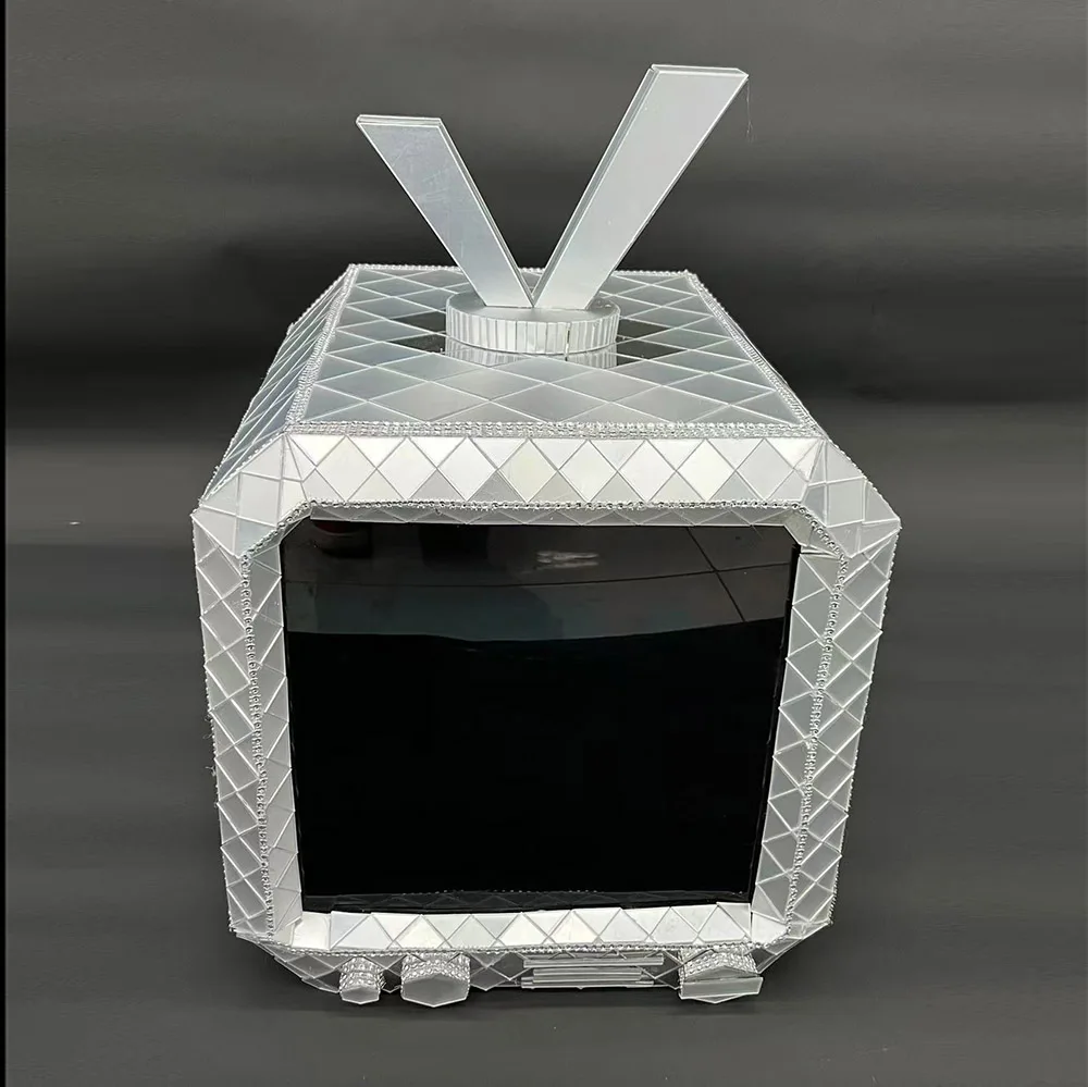 

TV Helmet with Display Screen Single Halloween Headgear DJ Party Cosplay Disco Club Mirror Finish Headwear