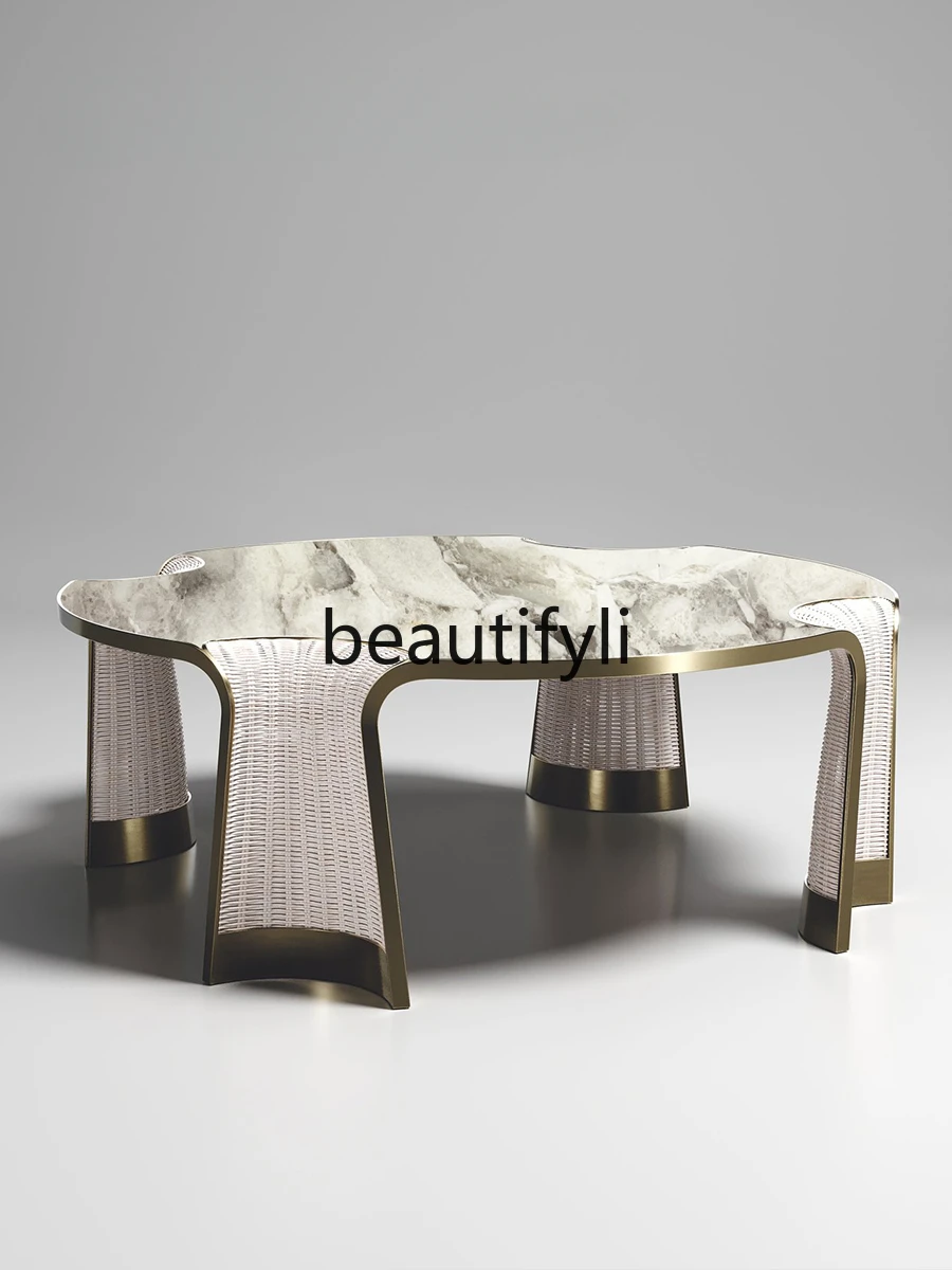 

Creative corner table Modern minimalist metal marble coffee table Living room home