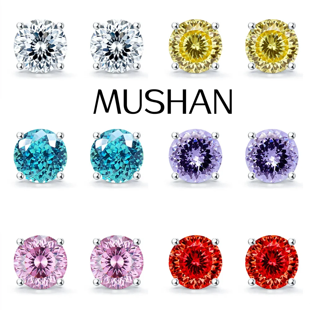 

Серьги-гвоздики MuShan из стерлингового серебра 925 пробы с подвесками, инкрустированные высокоуглеродистыми бриллиантами, винтажные, роскошные, женские, ювелирные изделия высокого качества