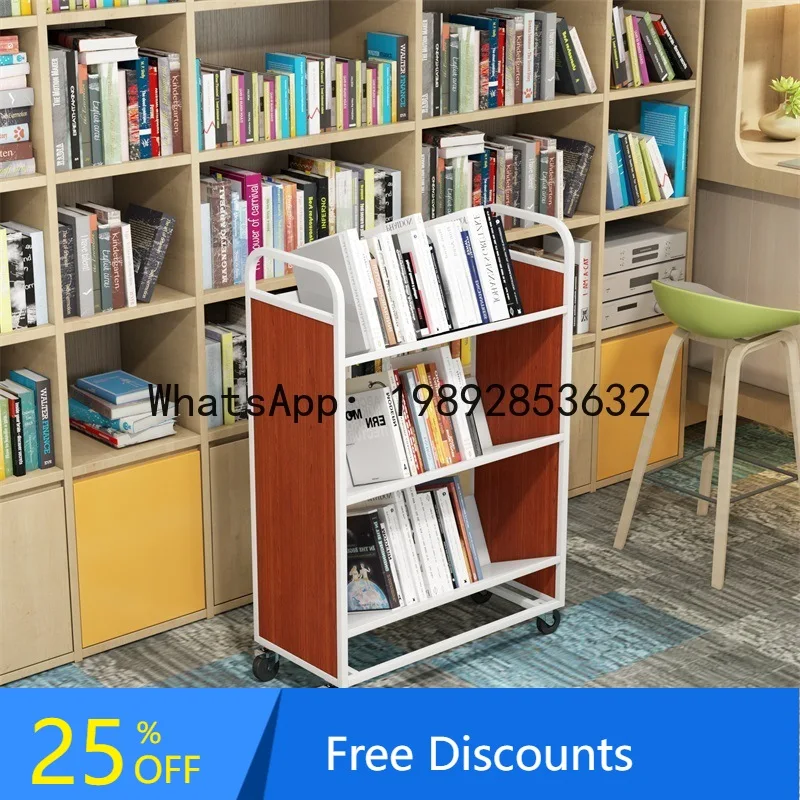 CZ  Cart Library Bookstore Book Transport Silent Two-Layer Three-Layer V-Type W-Type Archive Room Book Cart Two-Step Book Ladder