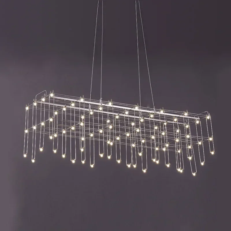 Nordic Creative Retangular Luminária Starry Chandelier Minimalista Front Desk Clothing Store Bar Iluminação retangular