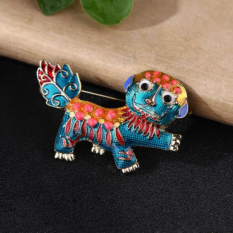 Zodiac Chinese Wind Drop Glaze Lion Brooch Vintage Corsage Ornament Sweater Pin Mascot Brooch Act The Role Ofing Is Tasted image 3