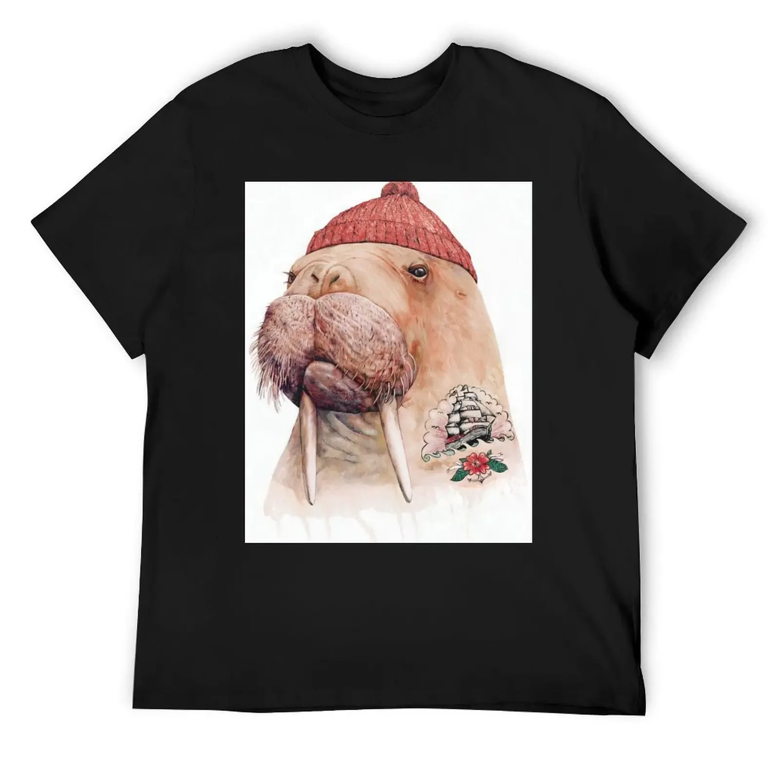 Tattooed Walrus (Red) T-Shirt tshirts personalised vintage clothes boys animal print quick-drying t shirt men