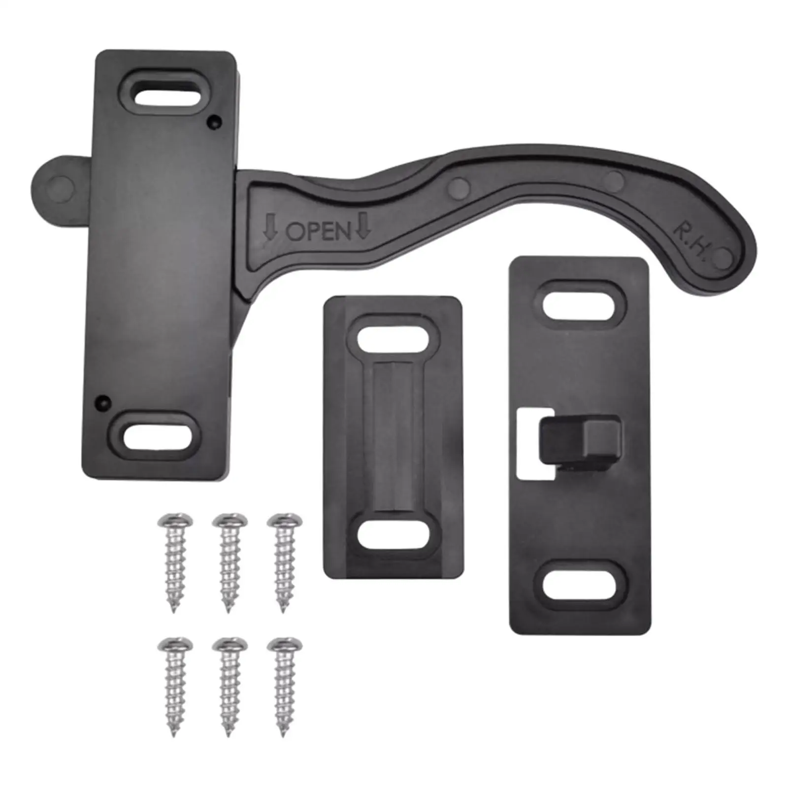 Camper Door Latch Handle Right Hand, Accessories Black Sturdy ABS Housing Door Hardware Easily Install for Camper Motorhome