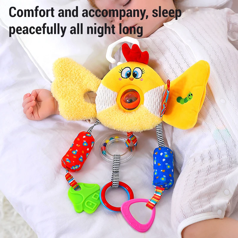 Sonajeros colgantes de felpa suave para bebé, juguetes para cama de bebé, cordón colgante, mango de desarrollo sensorial, juguetes educativos de animales bonitos, regalo