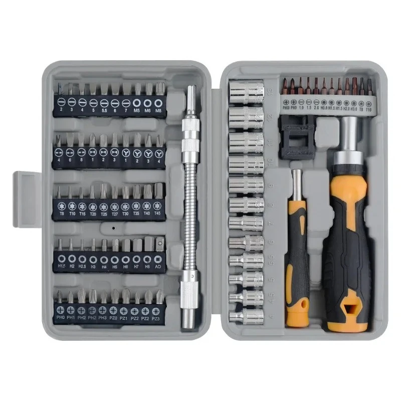 

78Pcs For Garage Workshop Multifunction Ratcheting Screwdriver Set With 1/4 Inch Socket And Handle tool chest