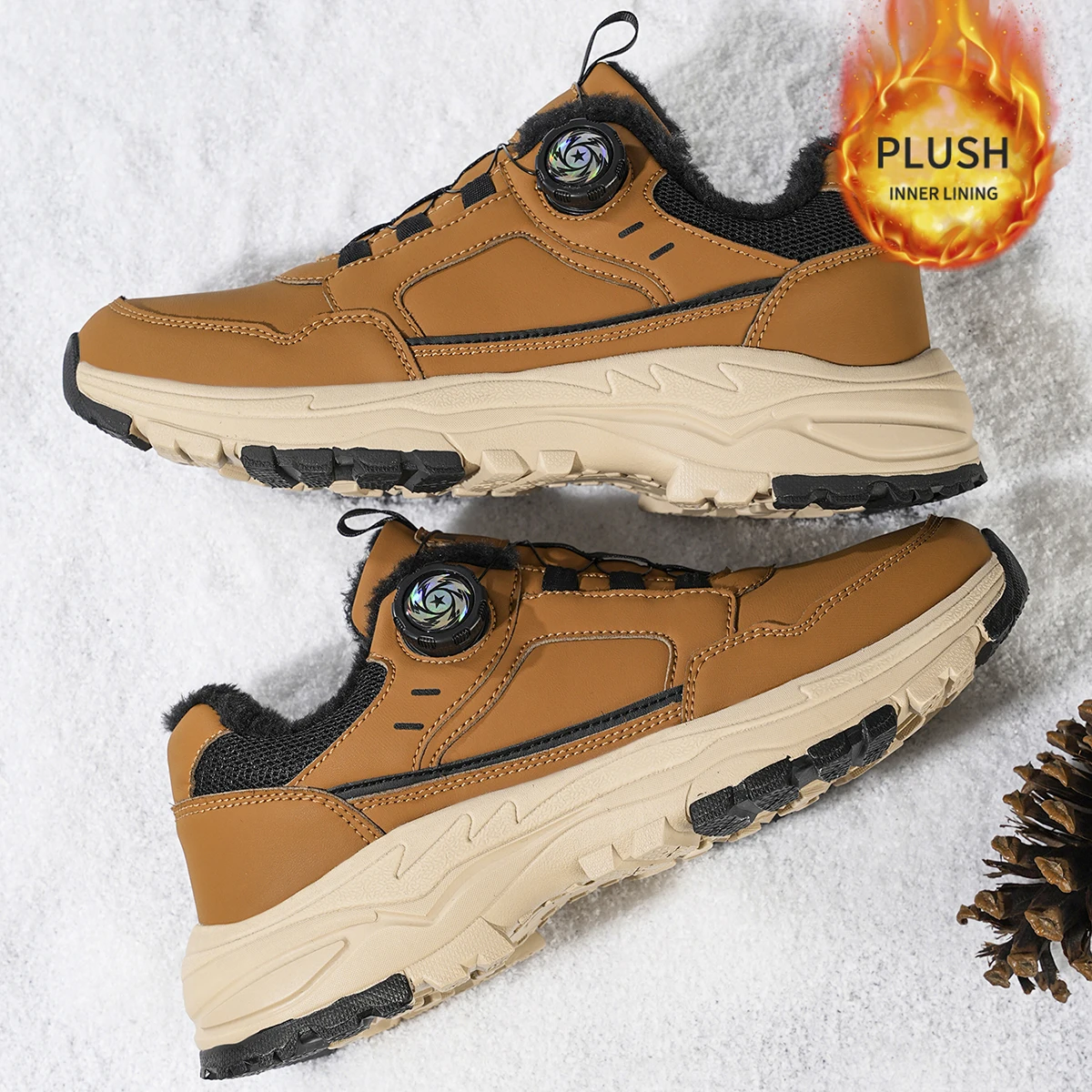 Herren-Sportschuhe in großen Größen mit Plüsch-Innenfutter, Outdoor-Wanderschuhe, bequeme, lässige, modische Trainingsschuhe für Paare – Detail 15