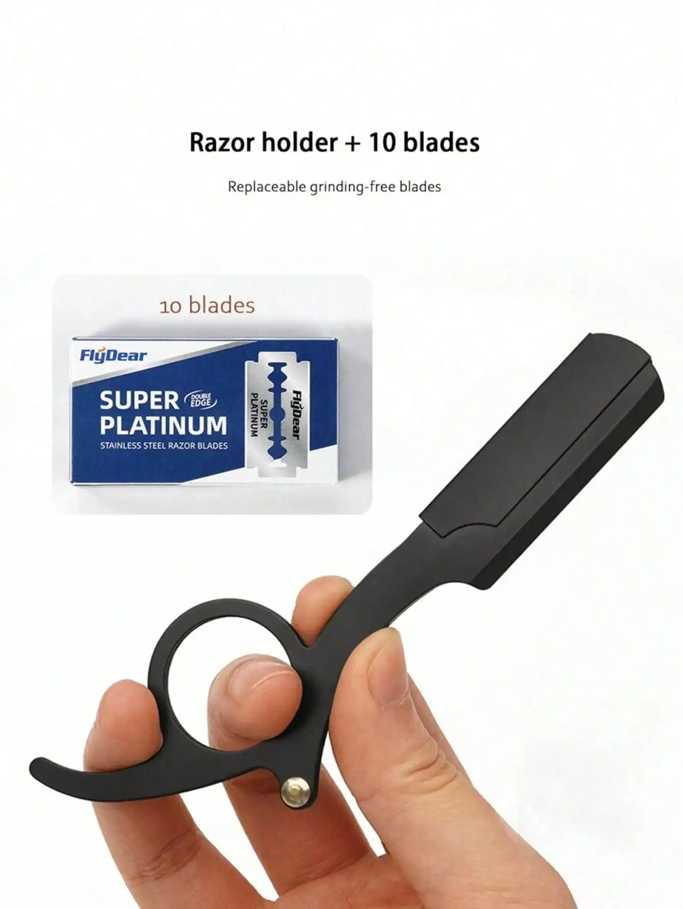 1pc Stainless Steel Men's Manual Thumb Shaving Razor With Razor Stand, New Model Shaver Kit With Double-Edged Folding