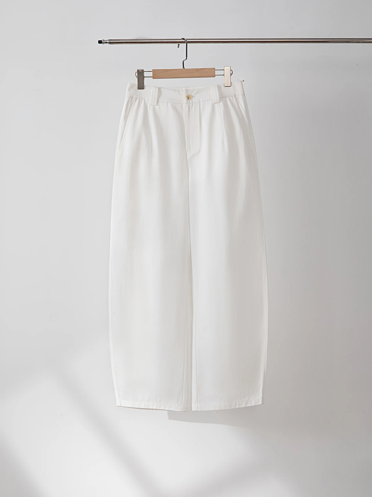 

White Wide Leg Pants High Waist Straight Cut Cotton Blend Casual Trousers for Women Summer 2025 Commute Sle Simple Design