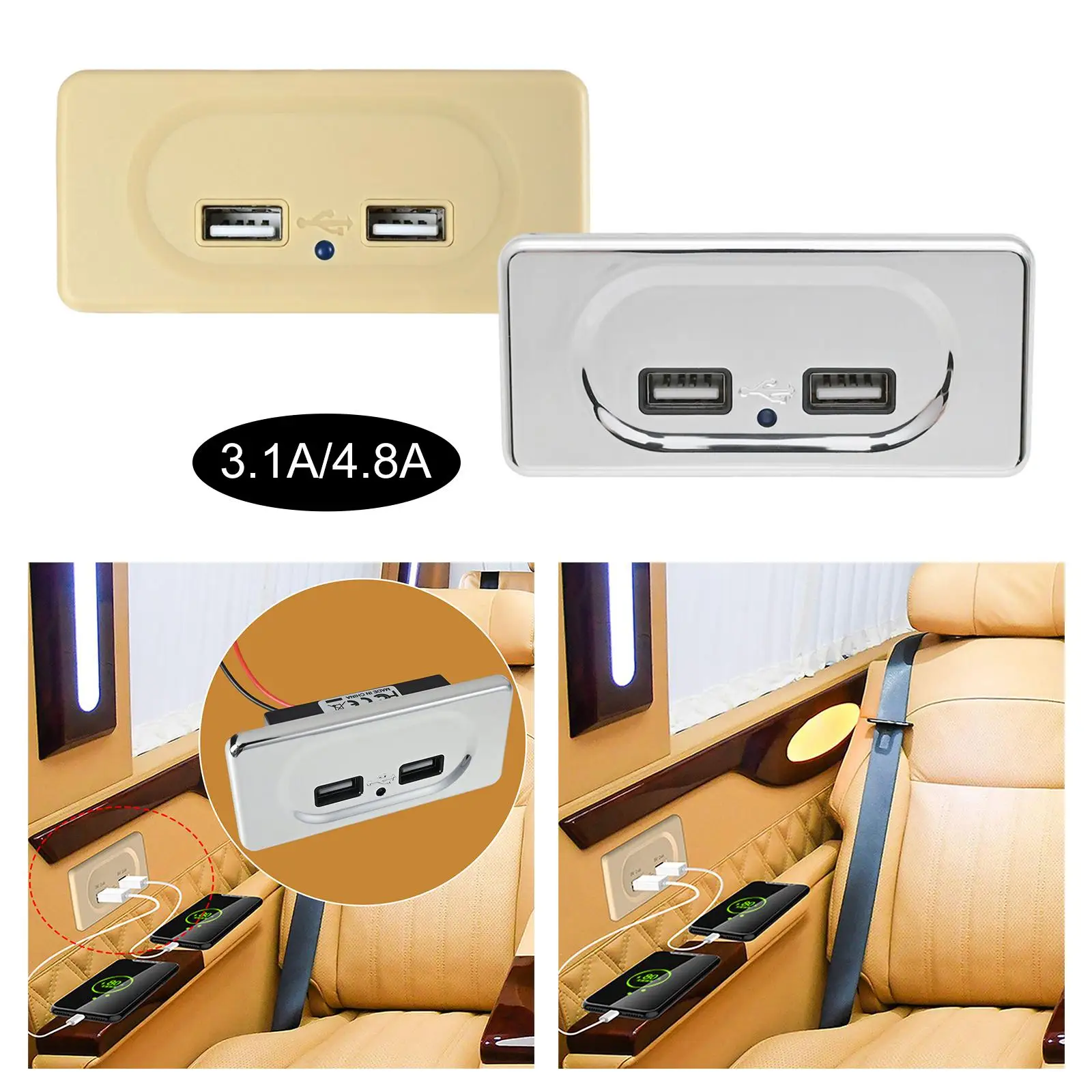

Dual USB Charger Socket Dual Port Socket for Digital Camera