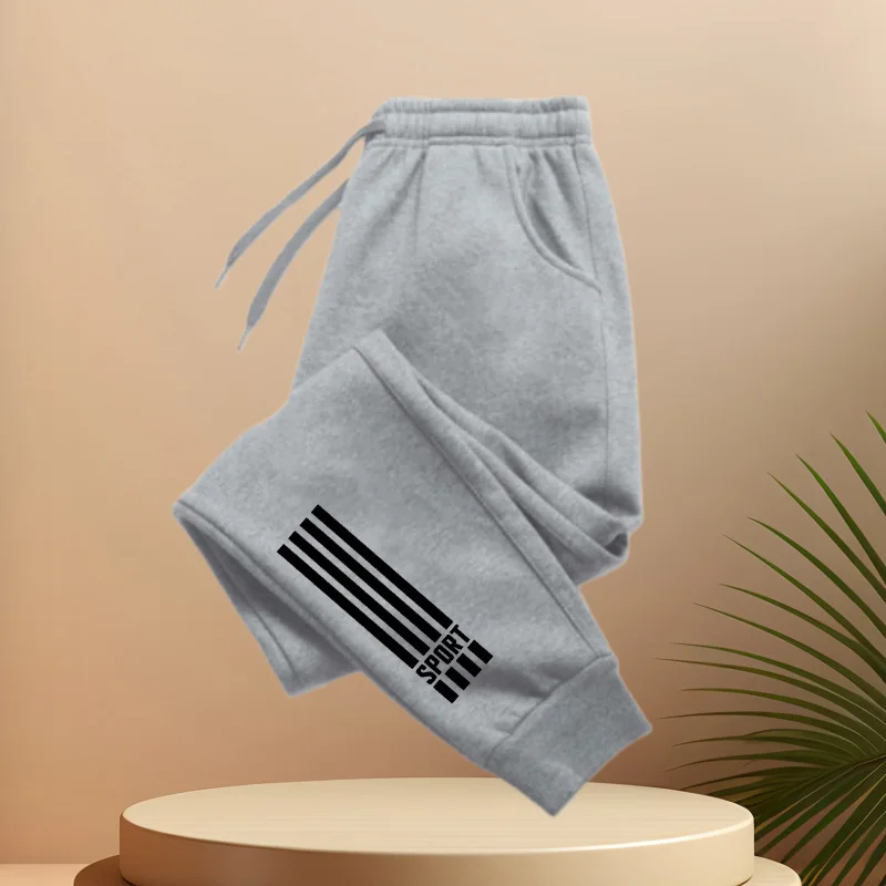 

Мужские классические спортивные брюки, брюки для бега, модные спортивные штаны с принтом и завязками на талии.