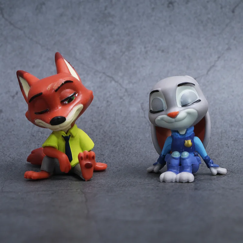 6pcs/Set Zootopia 2 Animals Action Figure Toy Judy Nick Fox Figure PVC Desktop Decoration Model Doll Toy Fans Gift