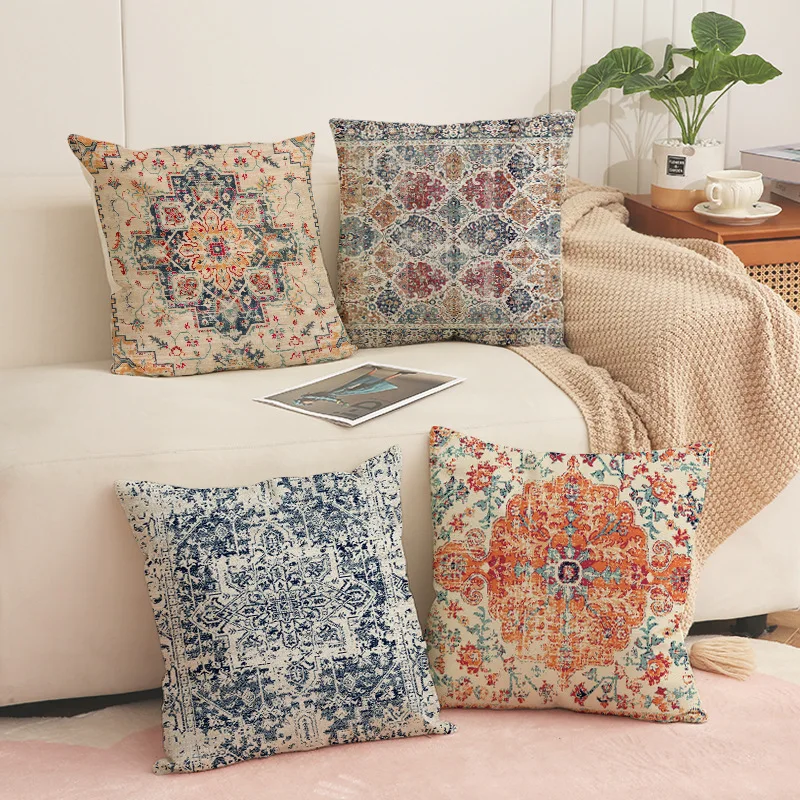 Bohemian-style Pillow Covers Polyester Printed Home Decor Cushion Cover Rustic-themed Home Stay Decorative Throw Pillow Cover