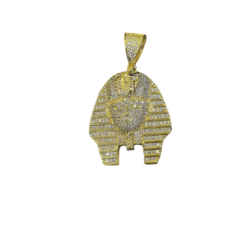 

Egyptian lion body gold pendant necklace, full diamond gold pyramid shaped pendant, gold hip-hop style necklace, gift, new 2024