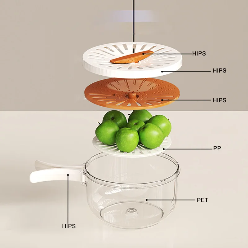 Multipurpose Collapsible Colander & Fridge Storage Bin 2-in-1 Foldable Fruit Vegetable Washing Strainer with Lid, Space-Saving