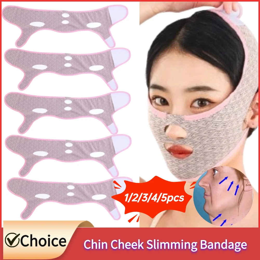 1/2/3/4/5 قطعة V على شكل قناع الوجه التخسيس قابلة لإعادة الاستخدام الوجه على شكل يصل رفع قناع مزدوج الذقن المخفض الوجه حزام التخسيس #1