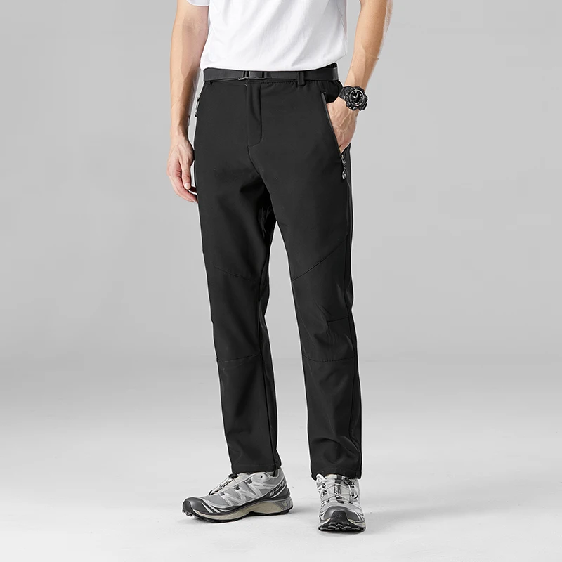 Pantalones de lana impermeables para hombre, pantalones cálidos para exteriores, pantalones gruesos transpirables para acampar, escalar y senderismo, Otoño e Invierno