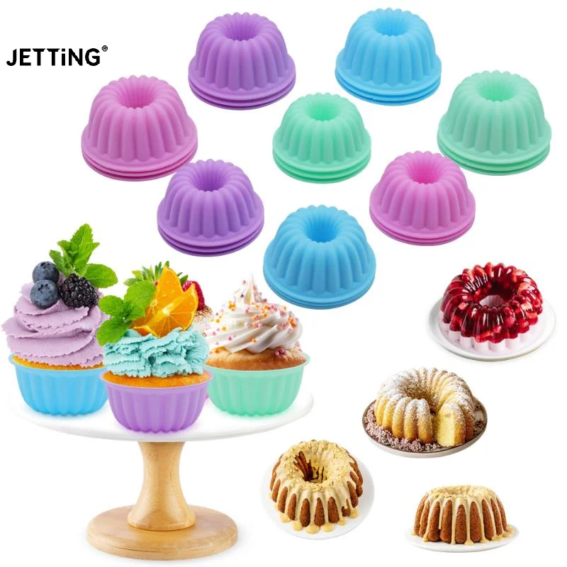 12 Pieces/set Of Food-grade Silicone Cake Molds, Multi-colored Round Muffin Cups, Baking Silicone Cake Molds