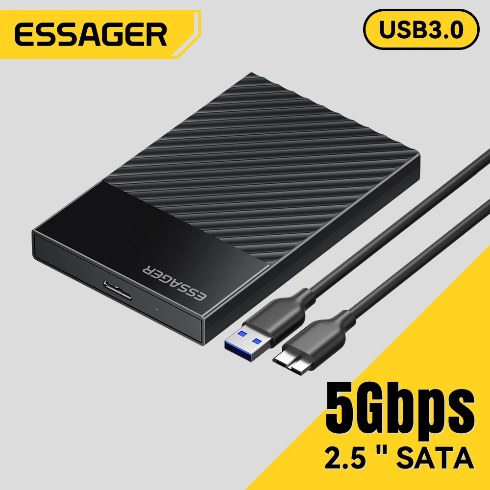 

Essager 2.5 inch SATA Box USB 3.0 HDD Case SSD External Hard Drive Box Enclosure 5Gbps SATA Storage Hard Disk Case Adapter Cable